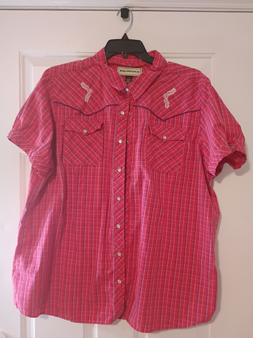 Bit & Bridle Pink Plaid Short-Sleeve Western Shirt